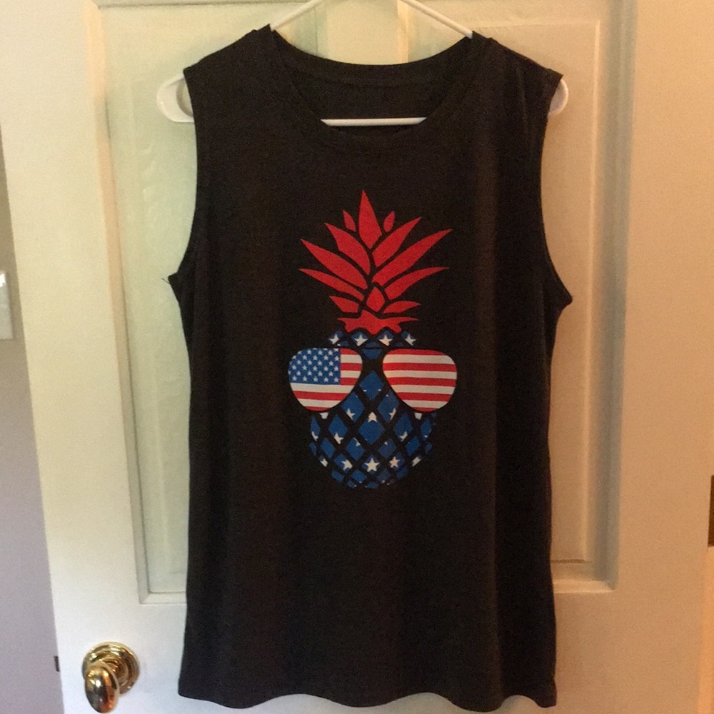 Ladies muscle tank fun Fourth of July shirt size large